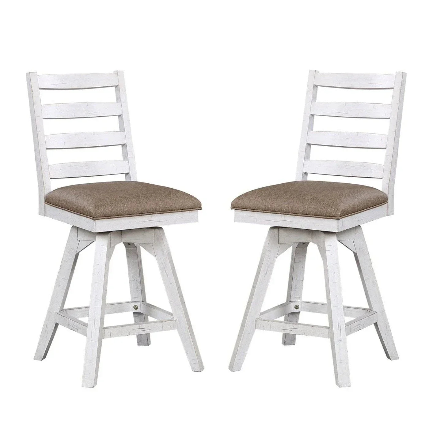 ECI Furniture La Sierra 24 Ladder Back Counter Swivel Stool with Brown Vinyl Seat Set of 2 - EC-1164-22-CS1