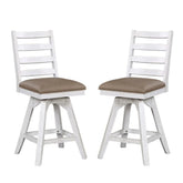 ECI Furniture La Sierra 24 Ladder Back Counter Swivel Stool with Brown Vinyl Seat Set of 2 - EC-1164-22-CS1