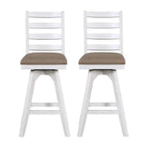 ECI Furniture La Sierra 30 Ladder Back Bar Swivel Stool with Brown Vinyl Seat Set of 2 - EC-1164-22-BS1
