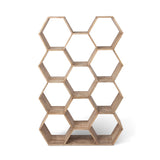 Park Hill Collection Honeycomb Wooden Etagere - Stunning Hexagonal Shelf Display Unit for Collectibles, Natural Mango Wood Finish - EFC26154