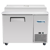 Frigos Pizza Prep Table Refrigerator 44" Width 1 Door Frigos FG-PZPT-44 with Aluminum Interior with 304 Stainless Steel Floor - FG-PZPT-44