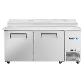 Frigos Pizza Prep Table Refrigerator 67" Width 2 Door Frigos FG-PZPT-67 with Aluminum Interior with 304 Stainless Steel Floor - FG-PZPT-67
