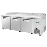 Frigos Pizza Prep Table Refrigerator 93" Width 3 Door Frigos FG-PZPT-93 with Aluminum Interior with 304 Stainless Steel Floor