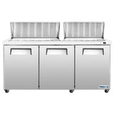 Frigos 72" Sandwich Prep Table Refrigerator, 3 Doors, Stainless Steel Floor - FG-SWPT-72