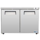 Frigos Commercial Undercounter Refrigerator 48" Width 2 Door True Frigos FG-UCRF-48 with Aluminum Interior with 304 Stainless Steel Floor - FG-UCRF-48
