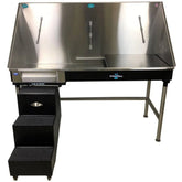 Groomer's Best Stainless Steel ADA Compliant Elite Dog Grooming Bath Tub with Lift & Slide Steps - GB-GB58ELADA-L-B