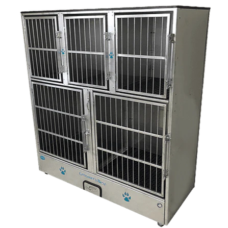 Groomer's Best Stainless Steel Multiple Unit Cage Bank - 5 Units - GB-GB5UNIT