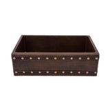 Rustic Premier Copper Hammered Copper Apron Front Single Basin Kitchen Sink with Barrel Strap Design - KASDB