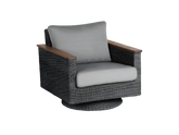 Jensen Outdoor Swivel Lounge Chair in Gray Weave with Bodhi Char Fabric - 12038901