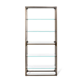 Park Hill Collection Taurus Bookshelf - Antique Bronze Frame with Glass Shelves for Elegant Home Office & Living Room Decor - EFC20039