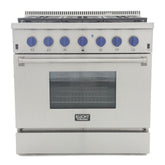Kucht Professional 36 in. 5.2 cu ft. Propane Gas Range with Classic Silver Knobs - KRG3618U/LP-S
