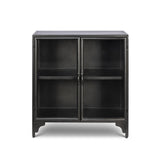 Park Hill Collection Ashton Black Metal Side Cabinet with Glass Top - Stylish Storage - EFC95718Solution for Modern Homes