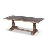 Park Hill Collection Recycled Oak and Poplar Dining Table with Interlocking Diamond Design – Durable, Stylish, Eco-Friendly - EFT26070