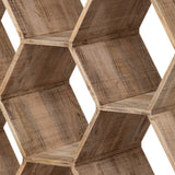 Park Hill Collection Honeycomb Wooden Etagere - Stunning Hexagonal Shelf Display Unit for Collectibles, Natural Mango Wood Finish - EFC26154