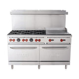Vulcan SX Series 60" Natural Gas 6-Burner Value Range With 24" Griddle- 258,000 BTU - SX60F-6B24G