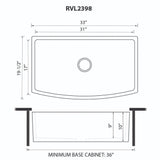 Ruvati 33 inch Fireclay White Farmhouse Kitchen Sink Curved Apron-Front Single Bowl - RVL2398WH