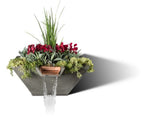 Slick Rock Concrete 29” Cascade Square Planter and Water Bowl + Copper Scupper - KCC29SSCC