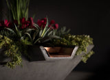 Slick Rock Concrete 34” Cascade Square Planter and Water Bowl + Copper Scupper - KCC34SSCC