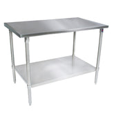 John Boos 72" W x 36" D Work Table with Galvanized Adjustable Undershelf - JBST63672GSK
