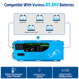3000W DC 24V Pure Sine Wave Inverter With Charger - LFP3K24V120VSG