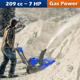 Ace Series 24-Inch 2-Stage Gas Snow Blower: 209cc 7HP 4-Cycle Engine, Electric Start, LED Lights, Self-Propelled, and 13" Flat-Free Wheels - TSA-0501