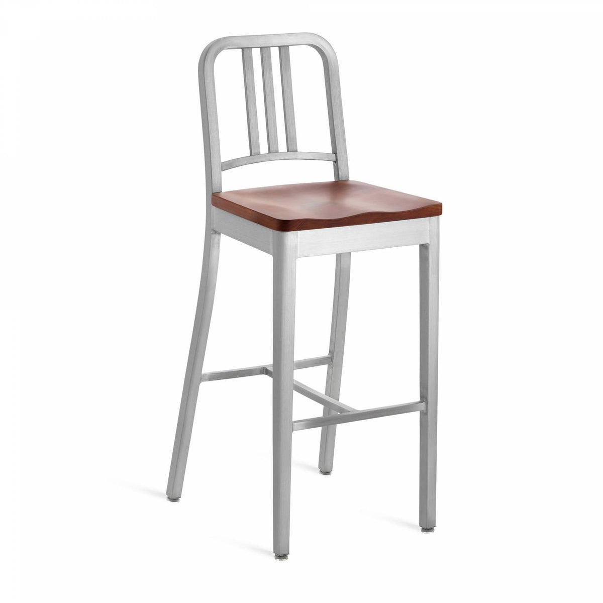 Emeco 1104 Navy Barstool With Wood Seat - 1104 30 CHERRY