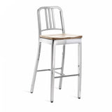 Emeco 1104 Navy Barstool With Wood Seat - 1104 30 CHERRY