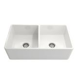 Bocchi Classico Farmhouse Apron Front Fireclay 33" Double Bowl Kitchen Sink. Available in 9 Colors! - 1139-001-0120