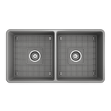 Bocchi Classico Farmhouse Apron Front Fireclay 33" Double Bowl Kitchen Sink. Available in 9 Colors! - 1139-001-0120