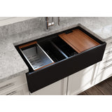 Bocchi Contempo Apron Front Fireclay 33" Single Bowl Kitchen Sink with Protective Bottom Grid and Strainer, Available in 9 colors! - 1352-001-0120