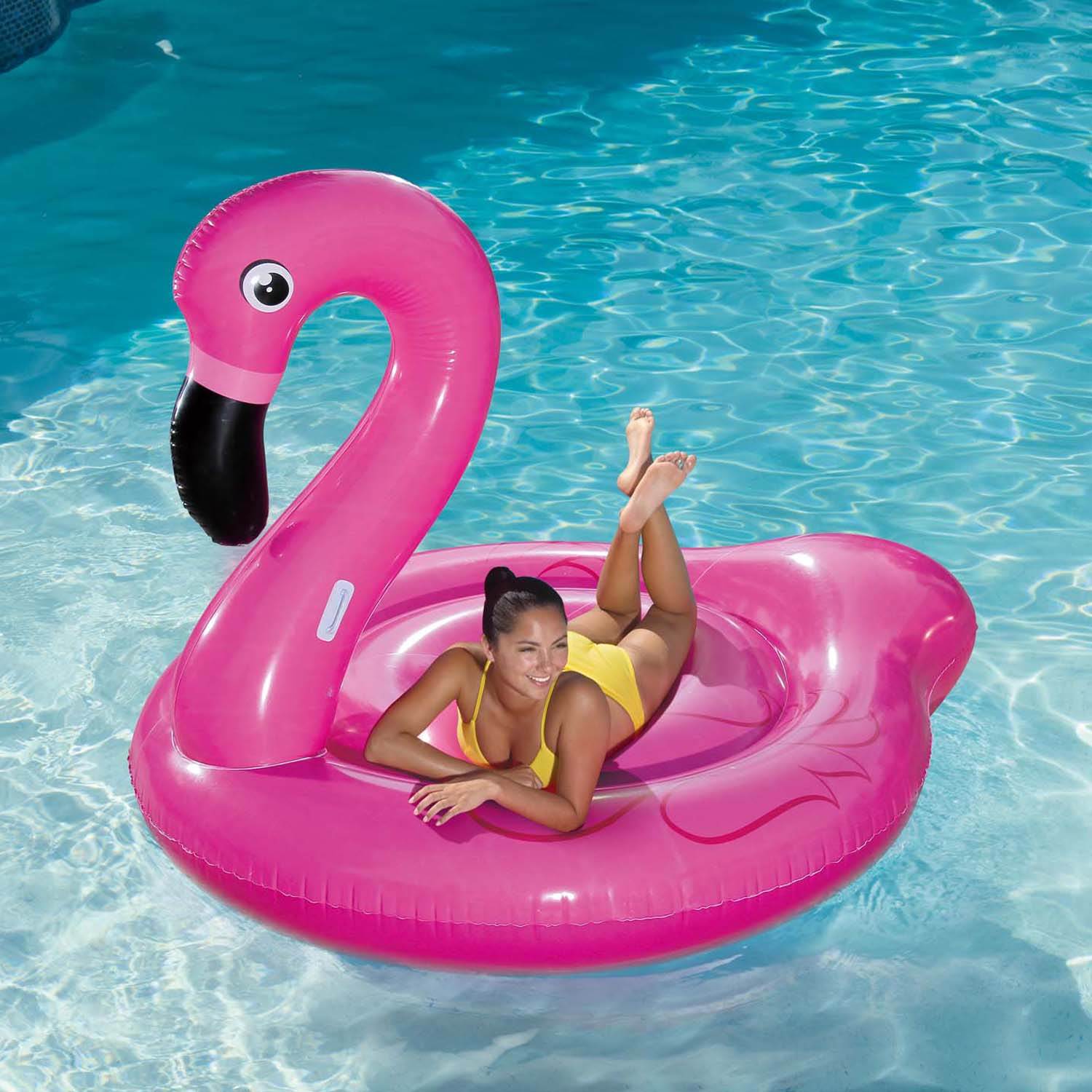 Summer Waves Round 24 Foot Frame Pool w/ Jumbo Flamingo, Swan, Peacock Floats - 143332