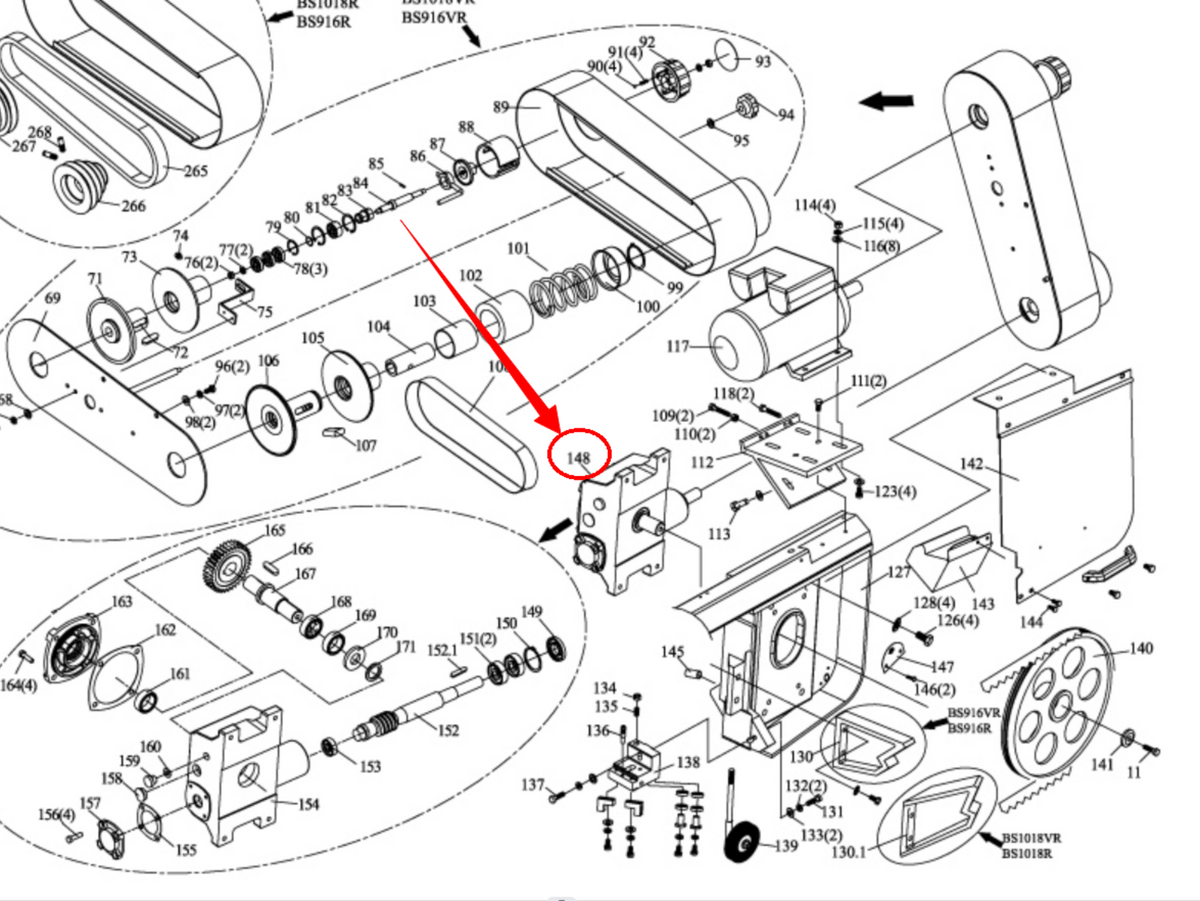 KAKA Industrial Spare parts for KAKA Industrial BS-1018R part# 148 Gearbox Assembly - 188116-148