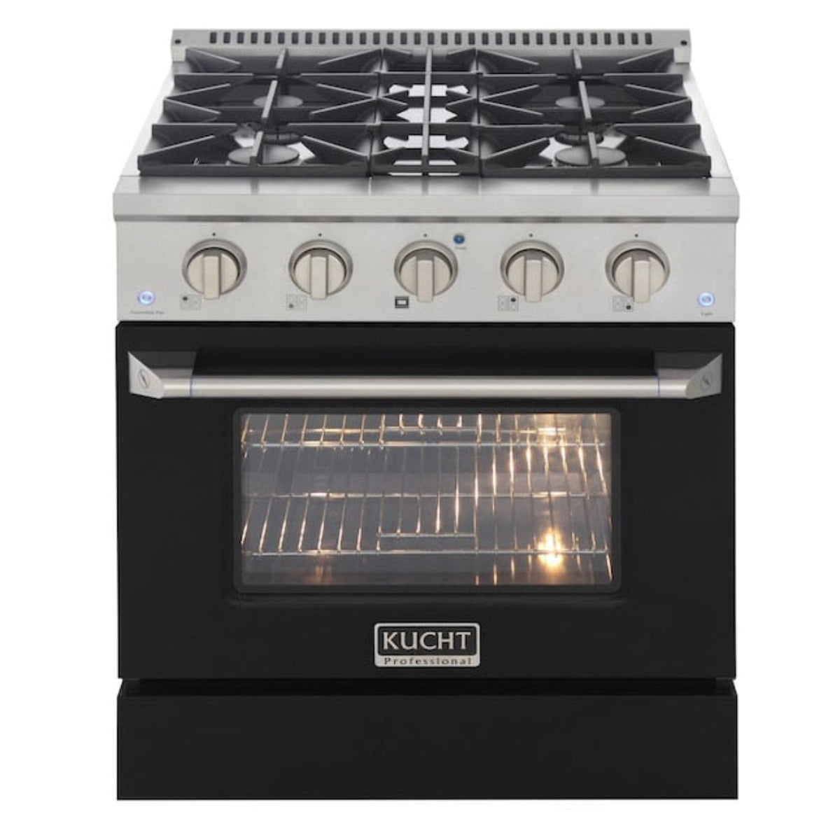 Kucht Professional 36 in. 5.2 cu ft. Propane Gas Range with Black Door and Silver Knobs - KNG361/LP-K