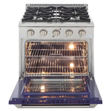 Kucht 30" Pro-Style Natural Gas Dual Fuel Range with 4 Burners in Blue - KDF302-B