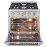 Kucht Professional 30 in. 4.2 cu ft. Propane Gas Range with Silver Knobs - KNG301/LP-S