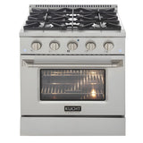 Kucht Professional 30 in. 4.2 cu ft. Propane Gas Range with Silver Knobs - KNG301/LP-S