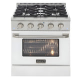 Kucht Professional 30 in. 4.2 cu ft. Propane Gas Range with White Door and Silver Knobs, KNG301/LP-W