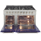 Kucht Professional 48 in. 6.7 cu ft. Propane Gas Range with Blue Door and Silver Knobs - KNG481/LP-B