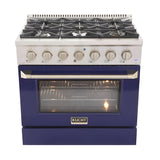 Kucht Professional 36 in. 5.2 cu ft. Propane Gas Range with Blue Door and Silver Knobs - KNG361/LP-B
