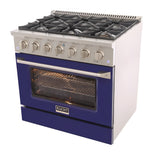 Kucht 36" Pro-Style Propane Gas Dual Fuel Range with 4 Burners in Blue, - KDF362/LP-B