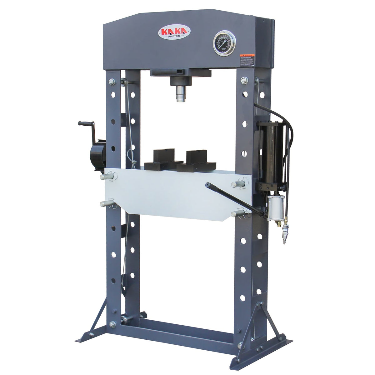 KAKA INDUSTRIAL HP-50P Air/Hand Operated H-Frame Press，Air/Hydraulic Shop Press，50 ton Frame Capacity, 7 in Stroke - 182123