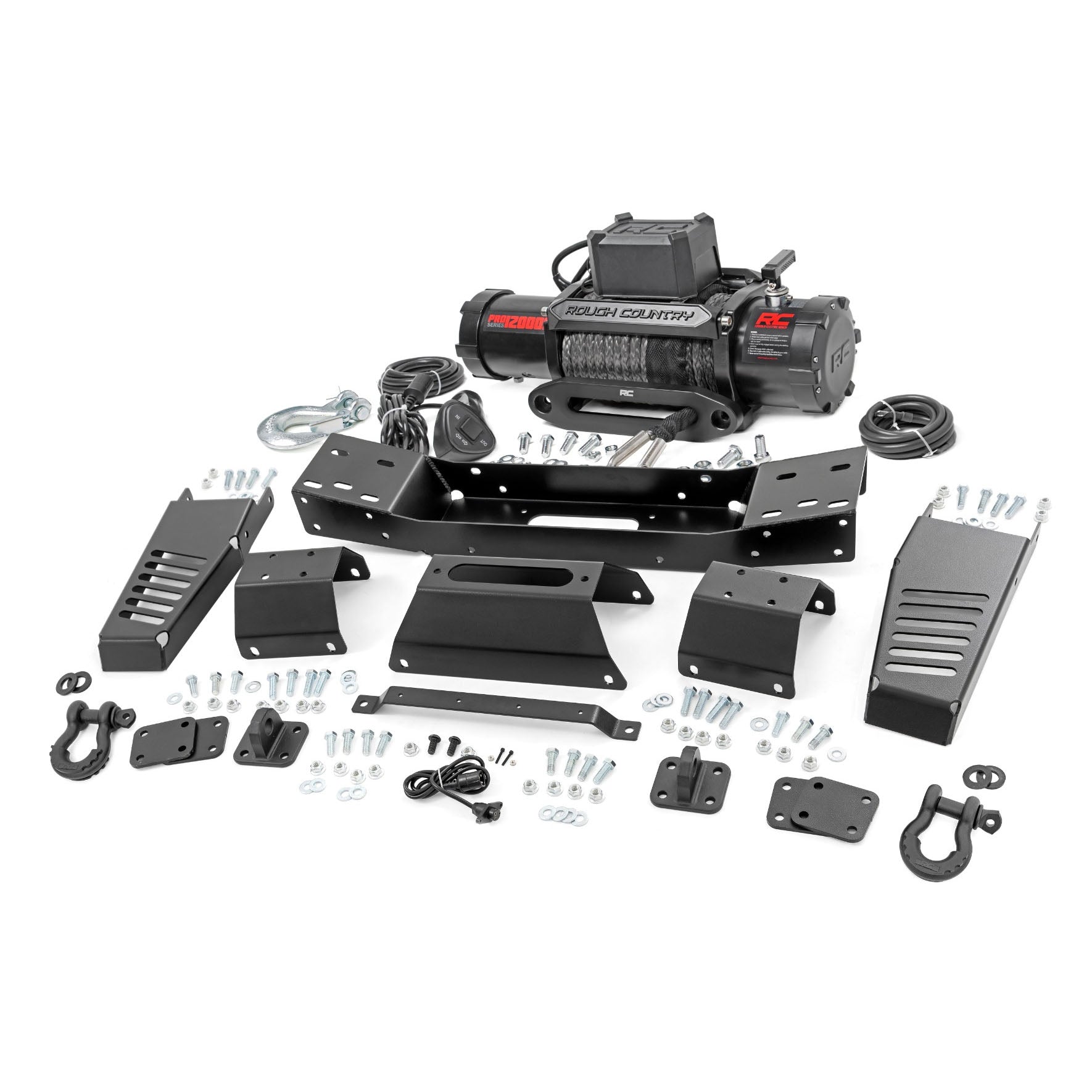 Rough Country Front Hidden Winch Mount W/d-Ring Shackles | 2022-2024 Toyota Tundra - 72003