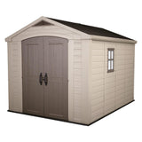 Keter 211203 Factor 8 x 11 All Weather Resistant Outdoor Storage Shed, Taupe - 207165