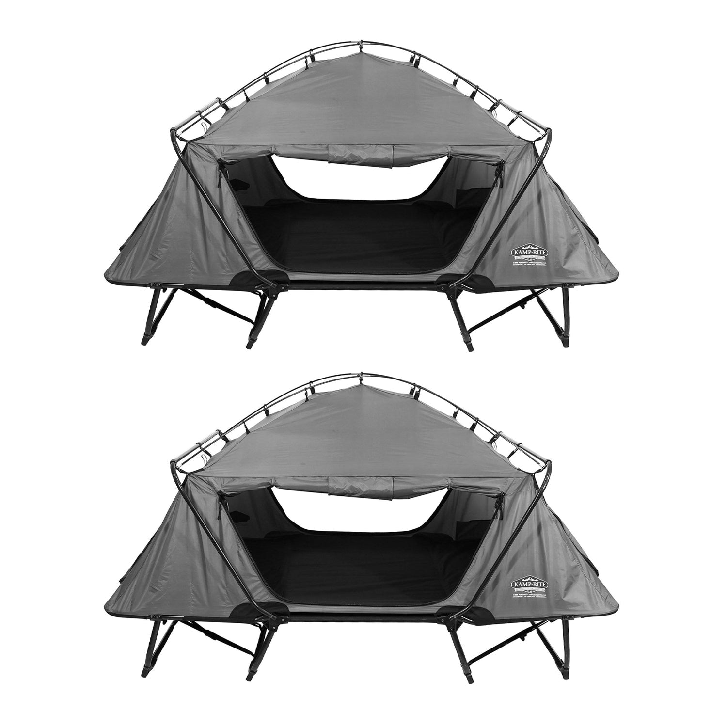 Kamp-Rite Portable Versatile Double Tent Cot, Chair, and Tent, Gray 2 Pack - 259236