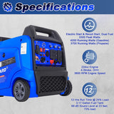 BILT HARD Generator 5500 Watt, Door Generators for Home Backup ual Fuel Quiet Inverter Generator with Electric Start, 120V NEMA 5-20R, NEMA TT-30R and 12V DC Output, 224cc Portable Outdand RV Ready - TGA-0253