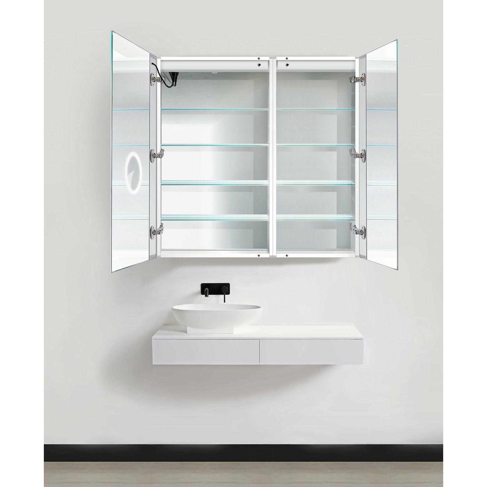 Krugg Svange 4242L 42″ X 42″ LED Medicine Cabinet with Dimmer & Defogger SVANGE4242L