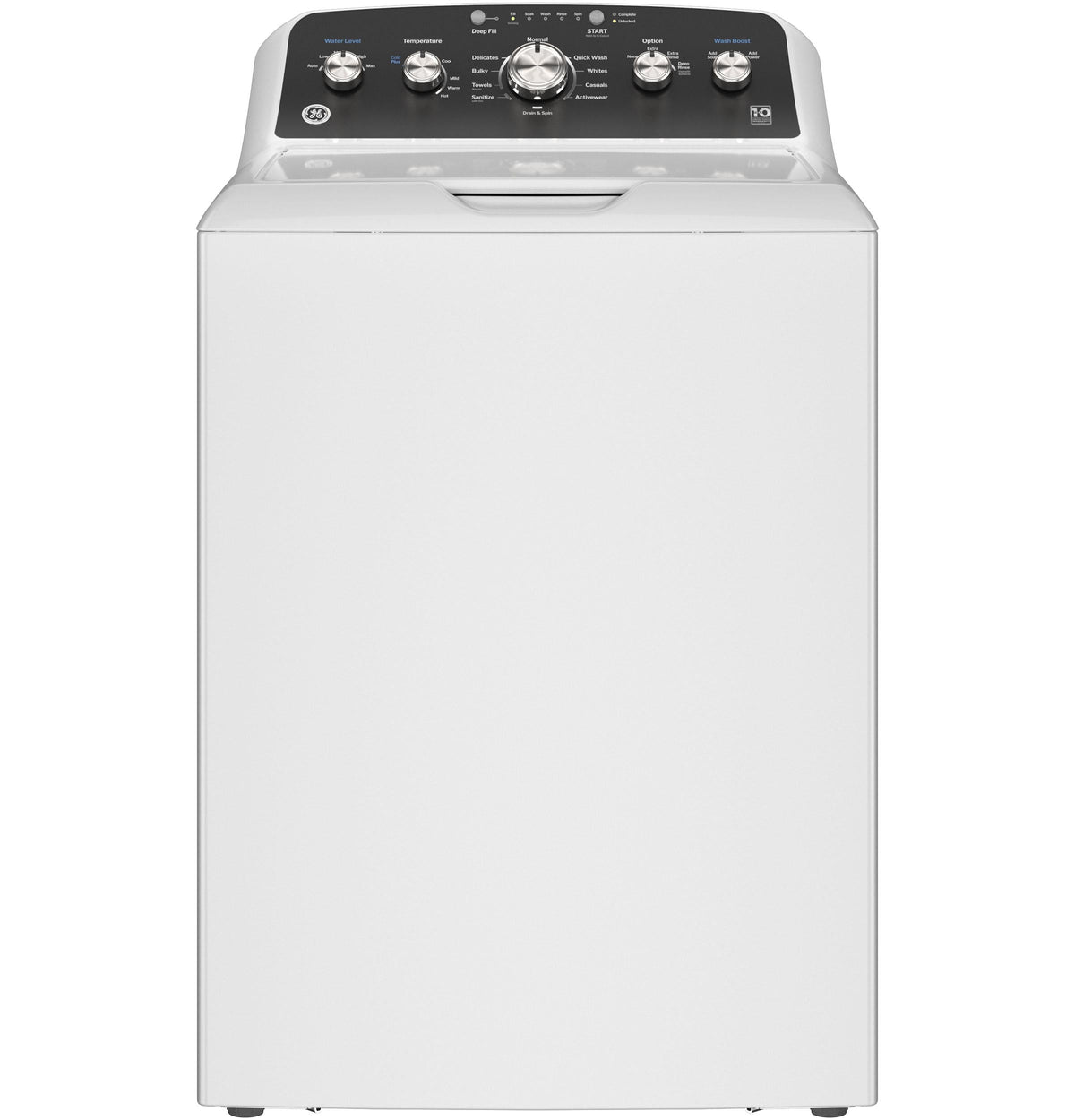 GE APPLIANCES GTW480ASWWB GE(R) 4.6 cu. ft. Capacity Washer with Stainless Steel Basket,Cold Plus and Wash Boost​ - GTW480ASWWB-KT