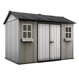 Keter Oakland 11 x 7.5 Foot Outdoor Garden Tool Storage Shed with Windows, Gray - 301442