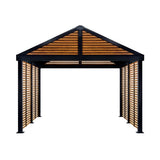 Sojag Gazebo Boda Wood Finish Metal Rectangle Sun Shelter with Steel Roof exterior: 11.91-ft X 11.91-ft