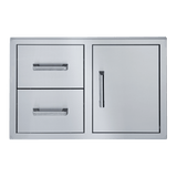 Broilmaster 34-Inch W x 22-Inch H Single Door with Double Drawer in Stainless Steel - BSAW3422SD
